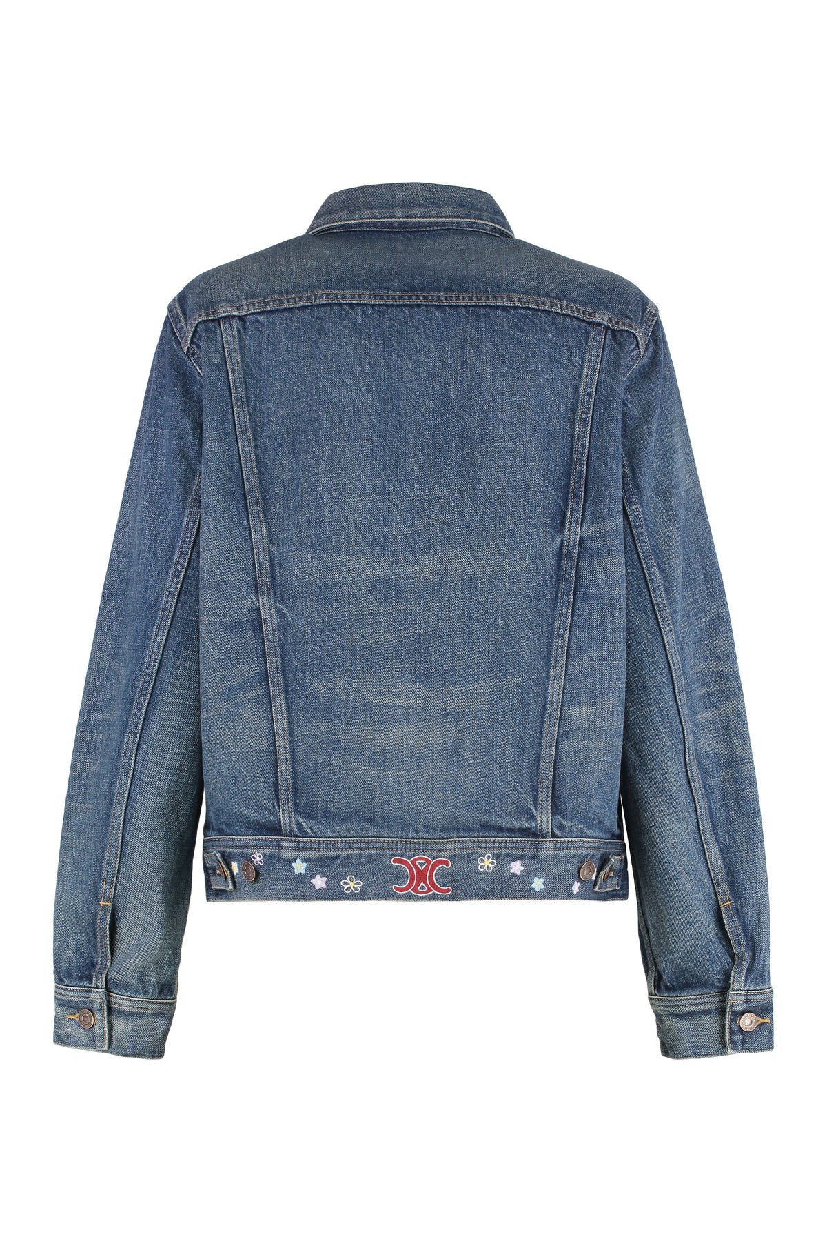 Denim Jacket with Flower Embroidery