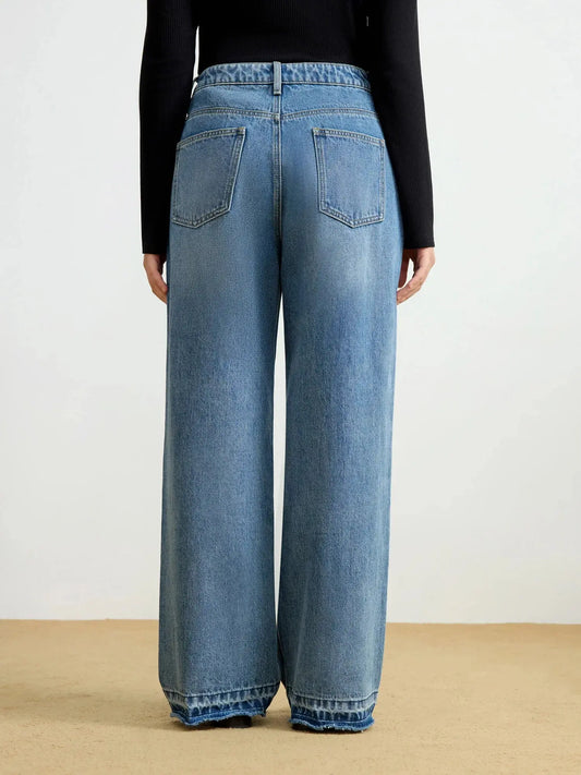 Loran High-Rise Straight Jeans in Blue, view 2