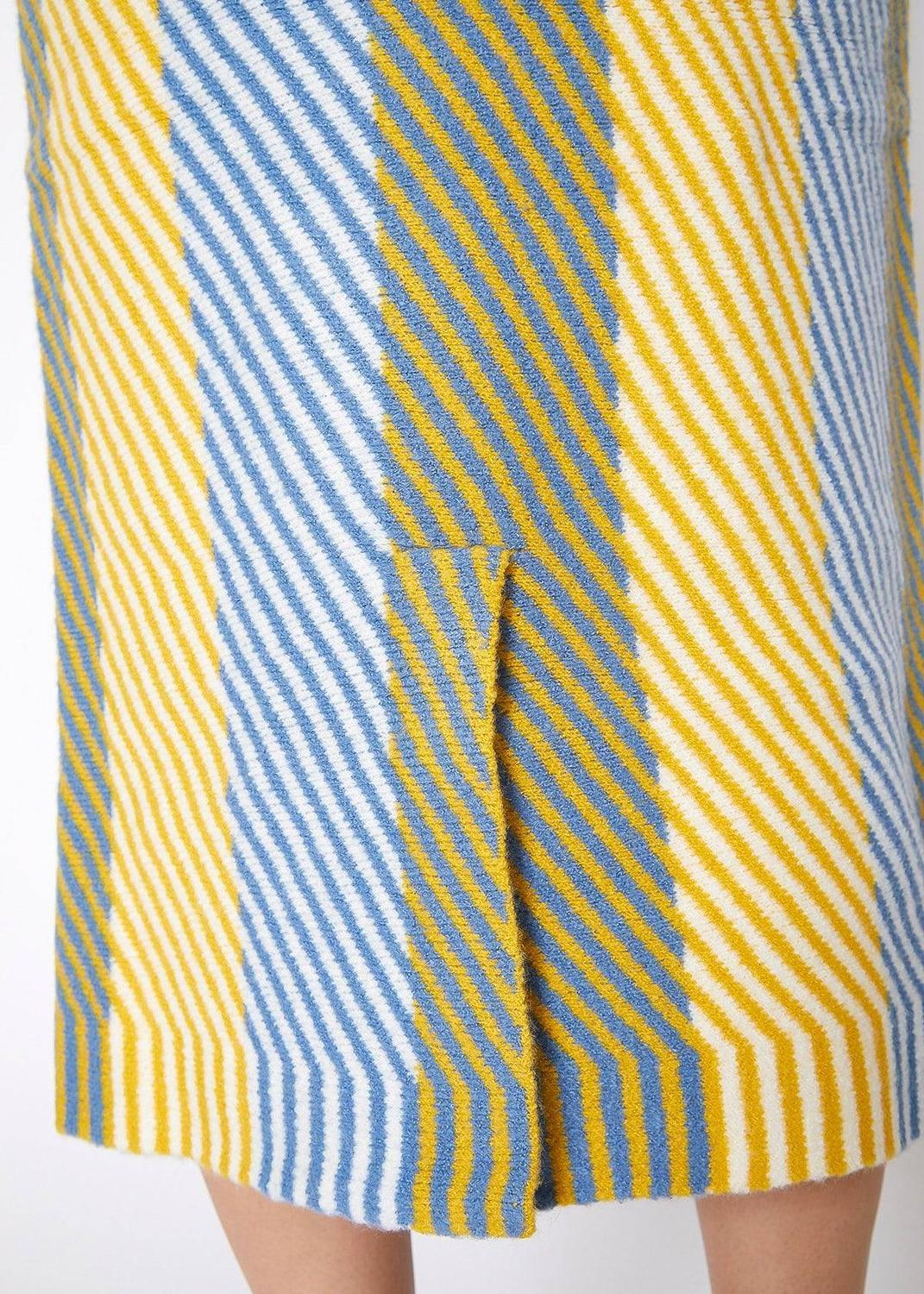 Pleione Women's Multi Stripe Knit Midi Skirt in Multi Stripe