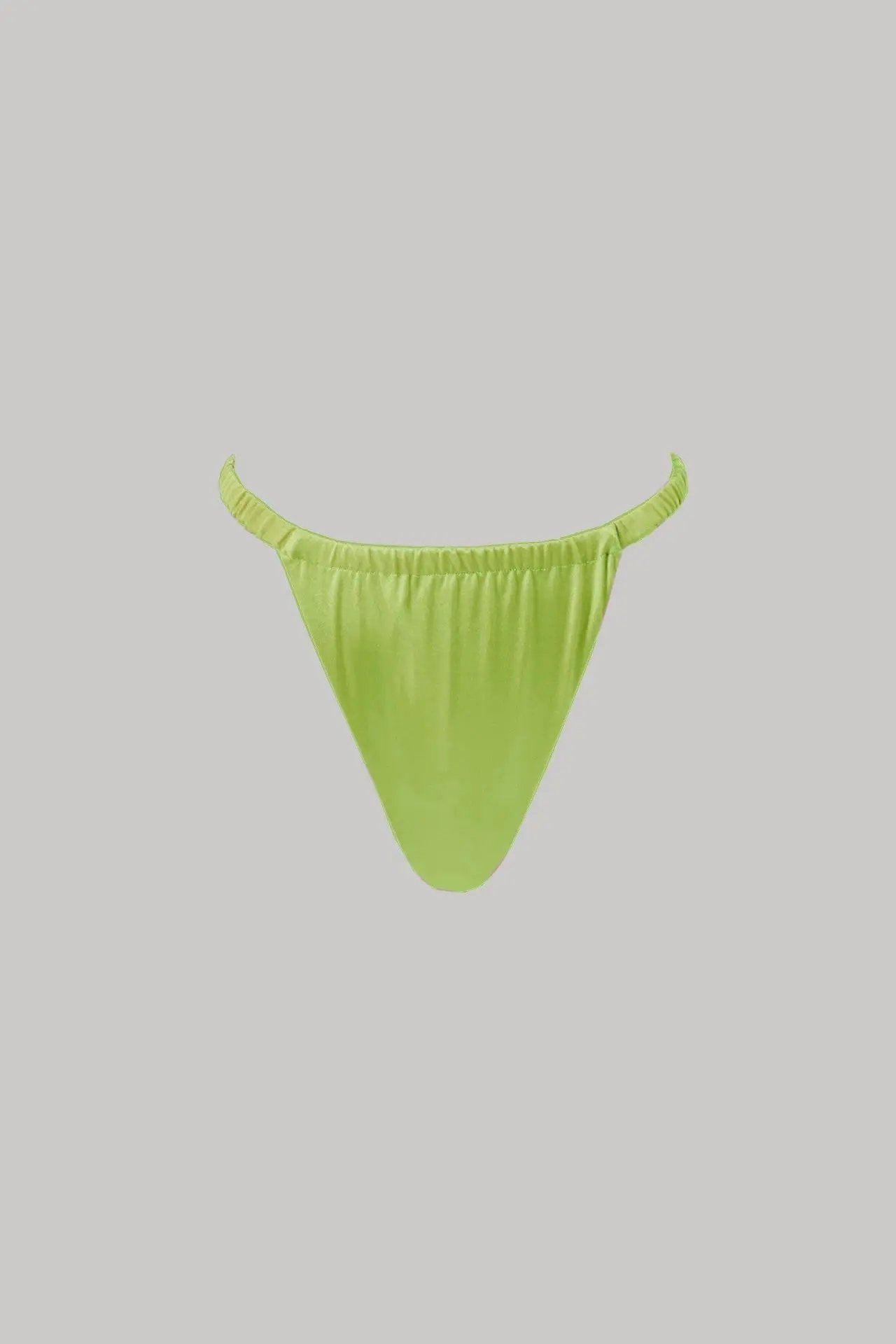 Bikini Bottoms - Satin Finish & Ruching - Chartreuse