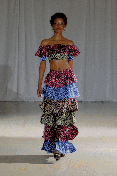 Ana Ruffled Cheetah Print Skirt Set