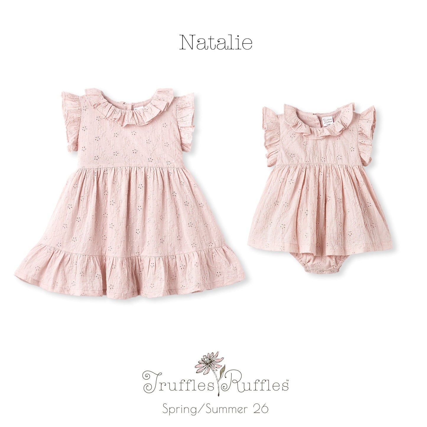 Eyelet Girl's Pink Cotton Dress for Special Occasions
