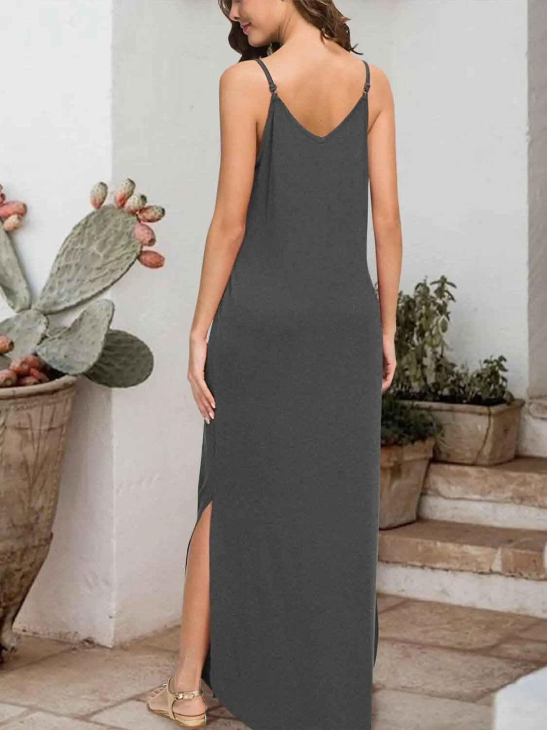 Trendsi swimwear - Seductive slit sleeveless dress