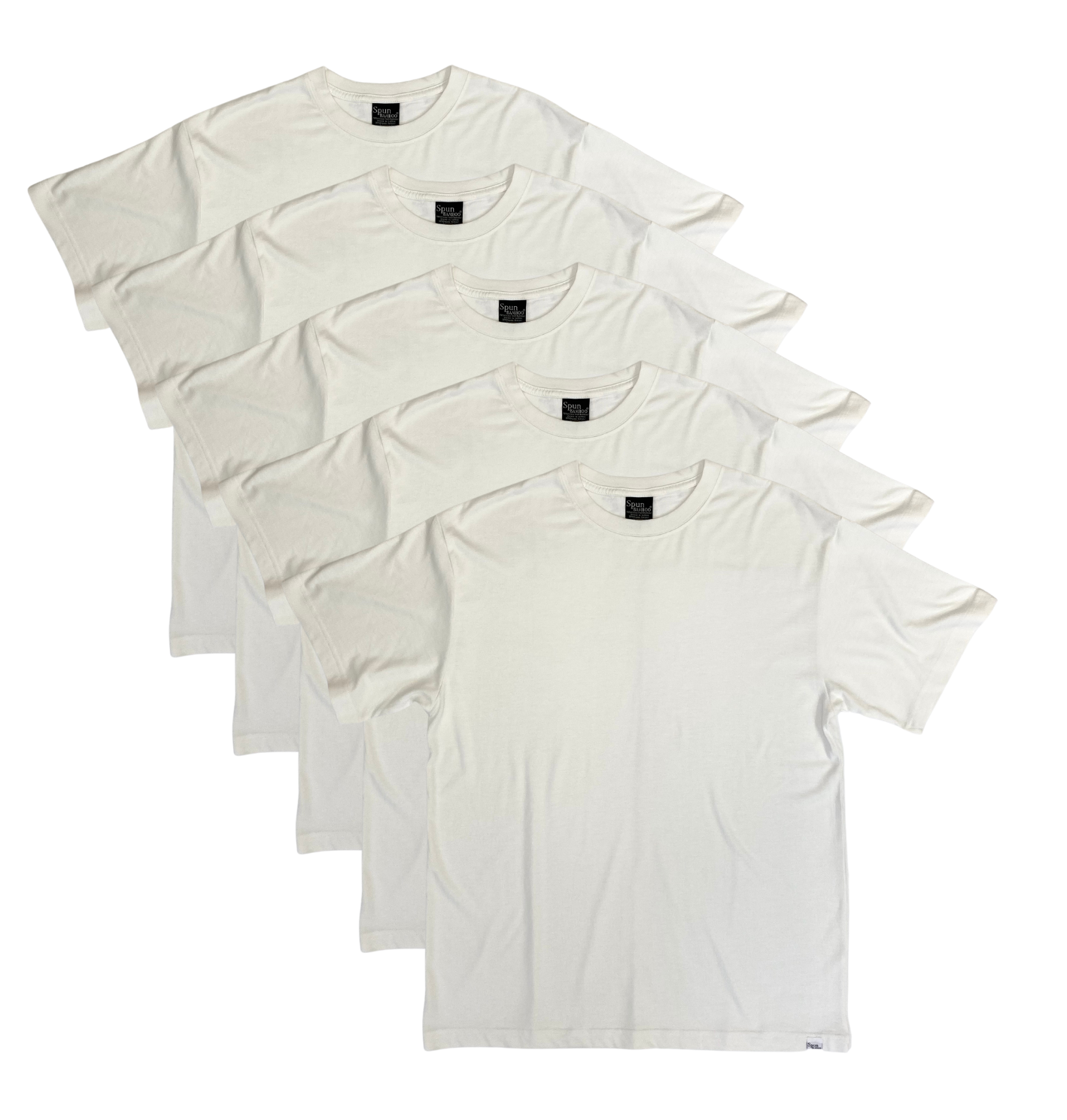 Men's Bamboo Viscose/Organic Cotton Short Sleeve T-Shirt Off White Color - 5-Pack