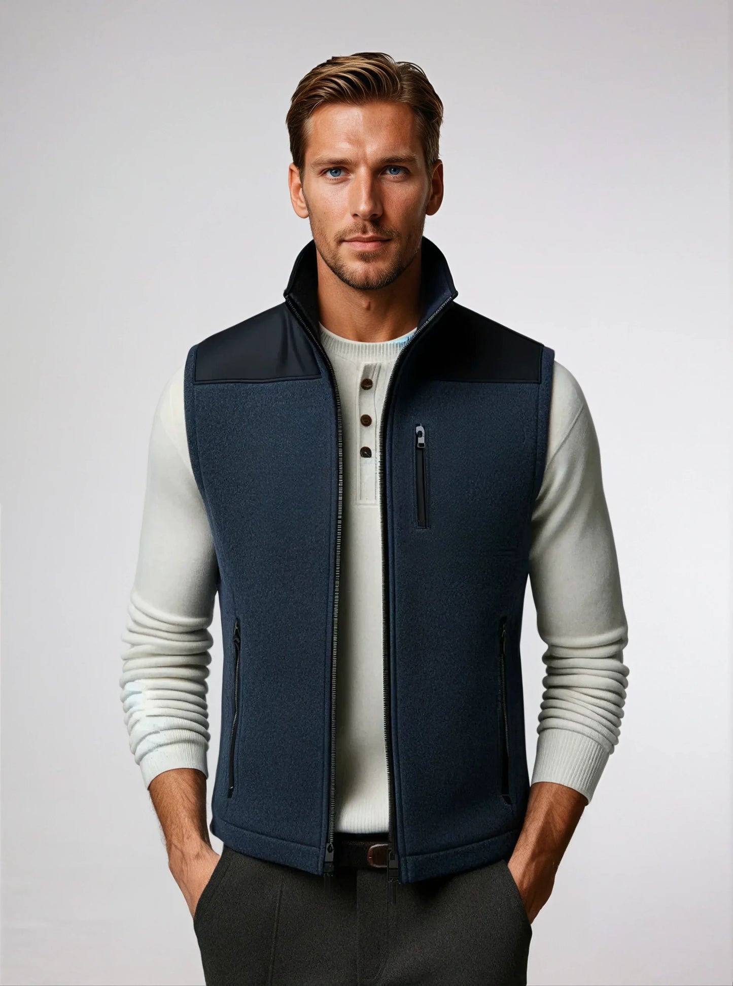 Washable Navy Wool Vest