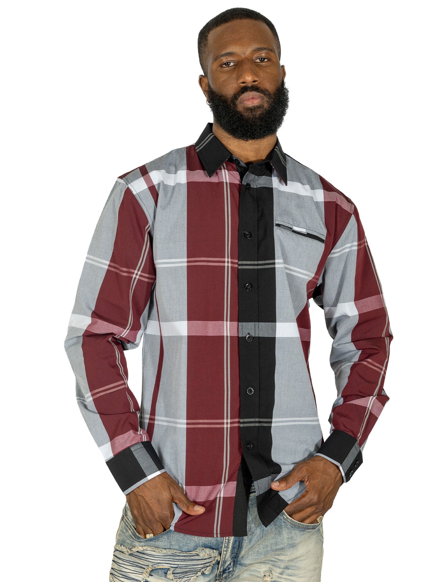 V1829 Colton Long Sleeves Plaid Shirt