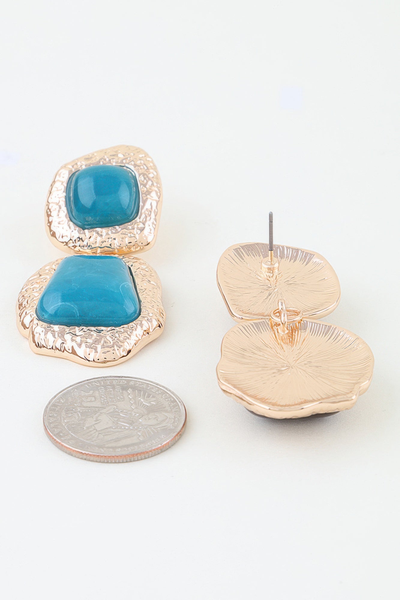 Women's Drop Earrings Hammered Marble Stone BYMANYC ® New York ORGANIC TEXTURED STONE DANGLE - New Collection