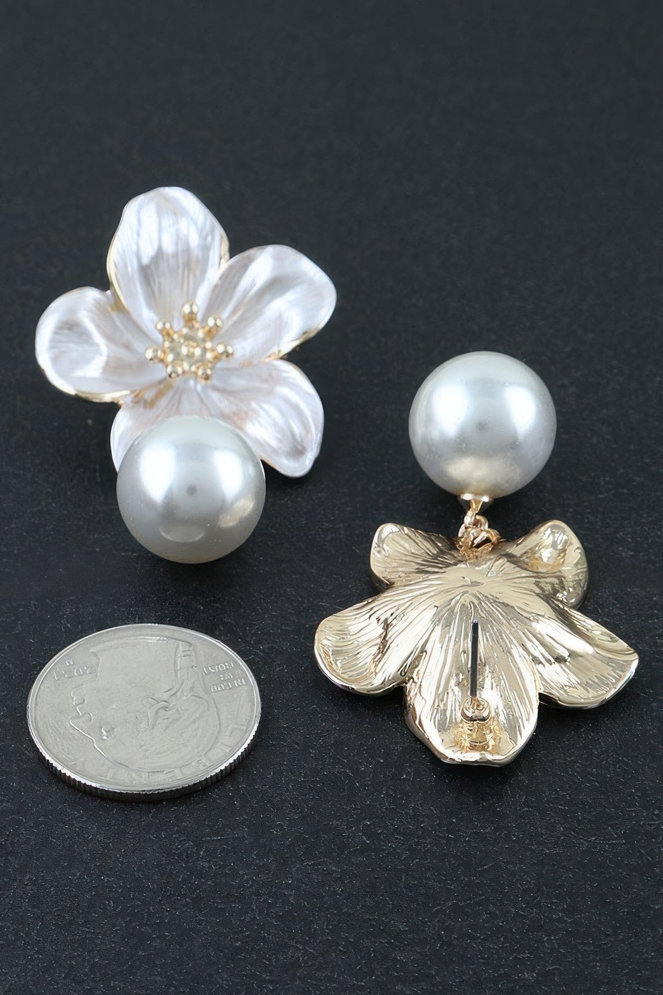 Women's Drop Earrings Pearl Flower Accent BYMANYC ® New York ELEGANT FLORAL DANGLE EARRINGS - New Collection