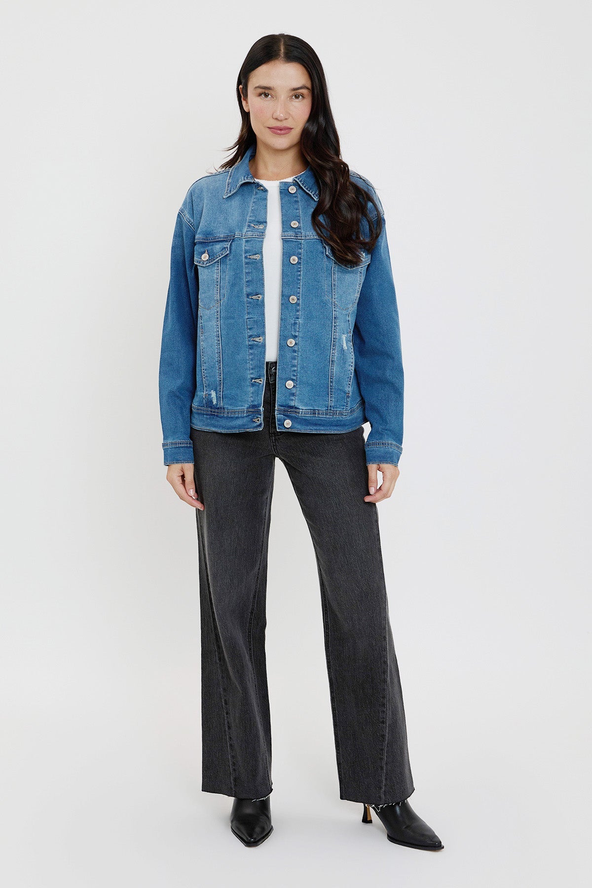 Women's Drop Shoulder Boyfriend Denim Jacket