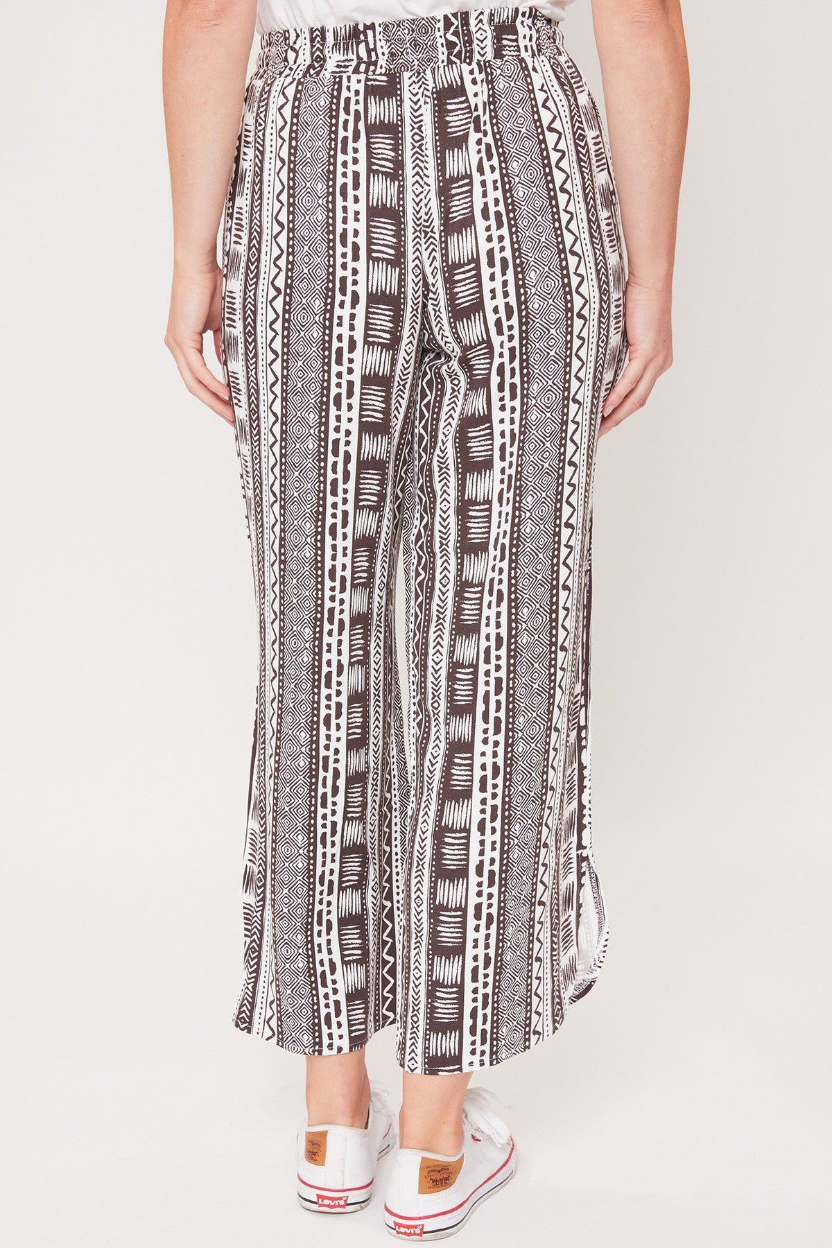 Women's Elastic Waist Pant With Slit Hem