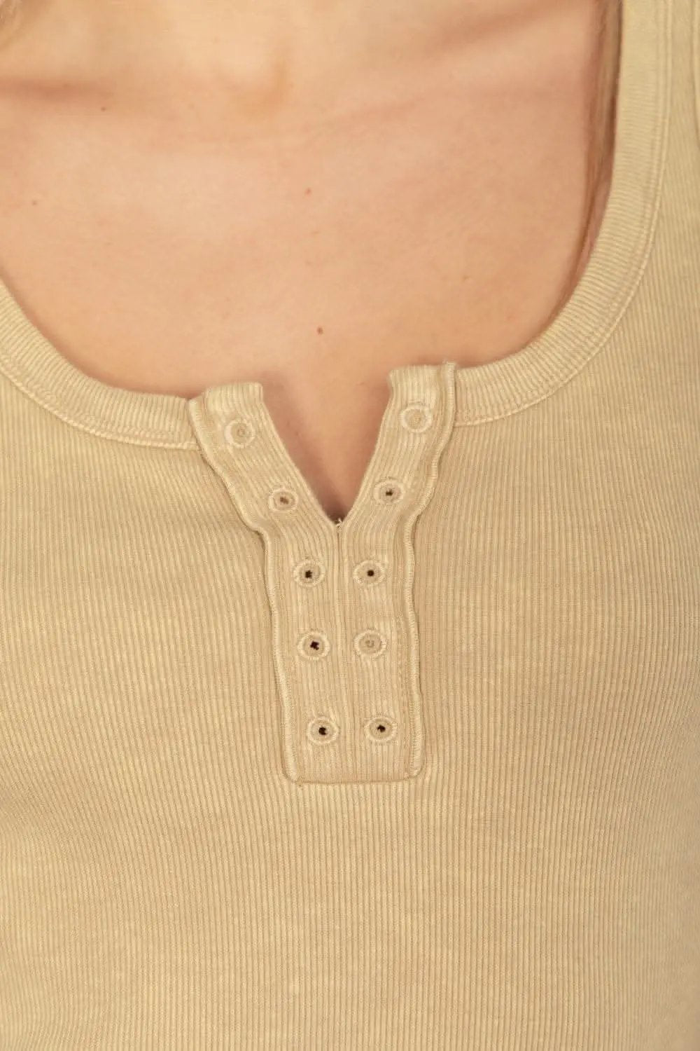 Trendsi Ribbed Tank Women's Casual Wear Basic Tank Top Stylish Placket Detail