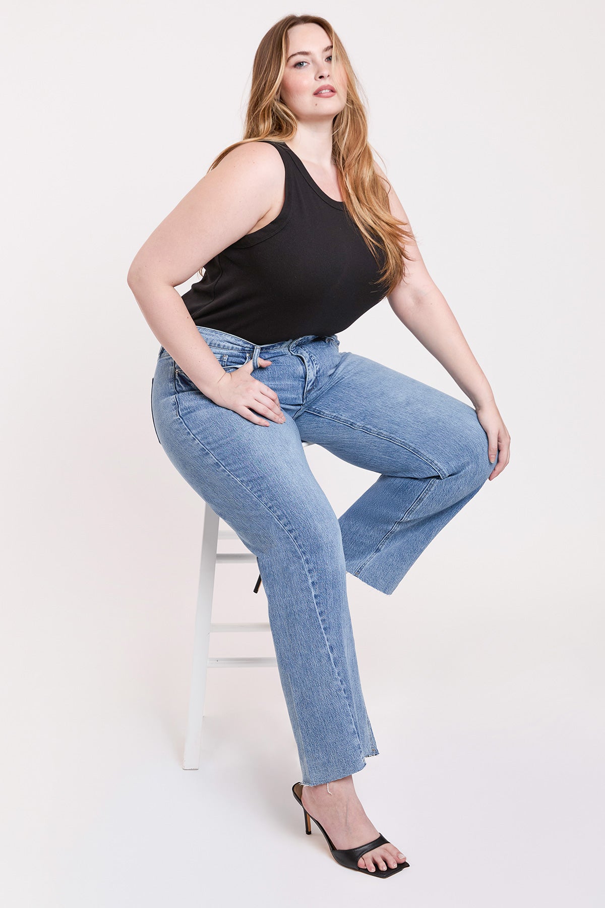Women's Plus Luxe Wide Leg Jeans with Raw Hem