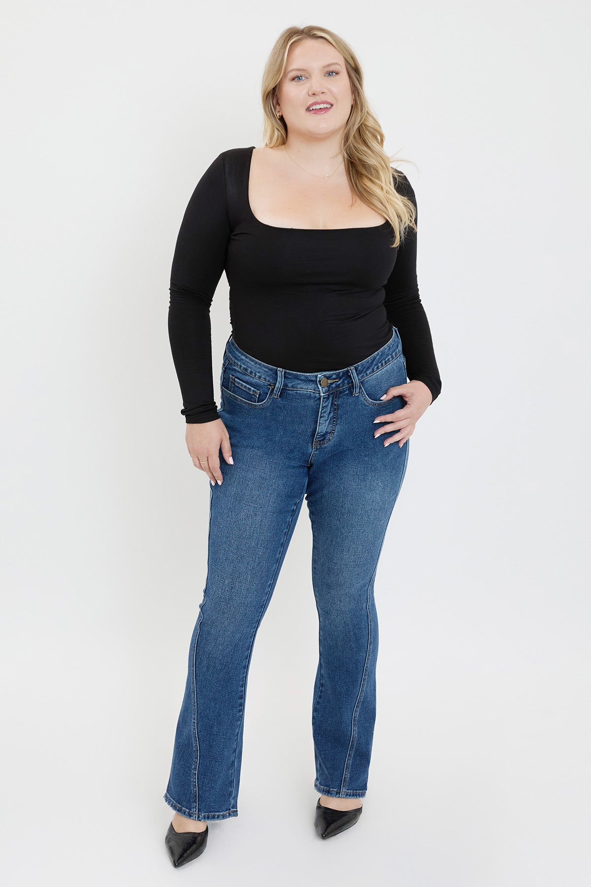 Women's Plus Curve Seam Flare Jeans