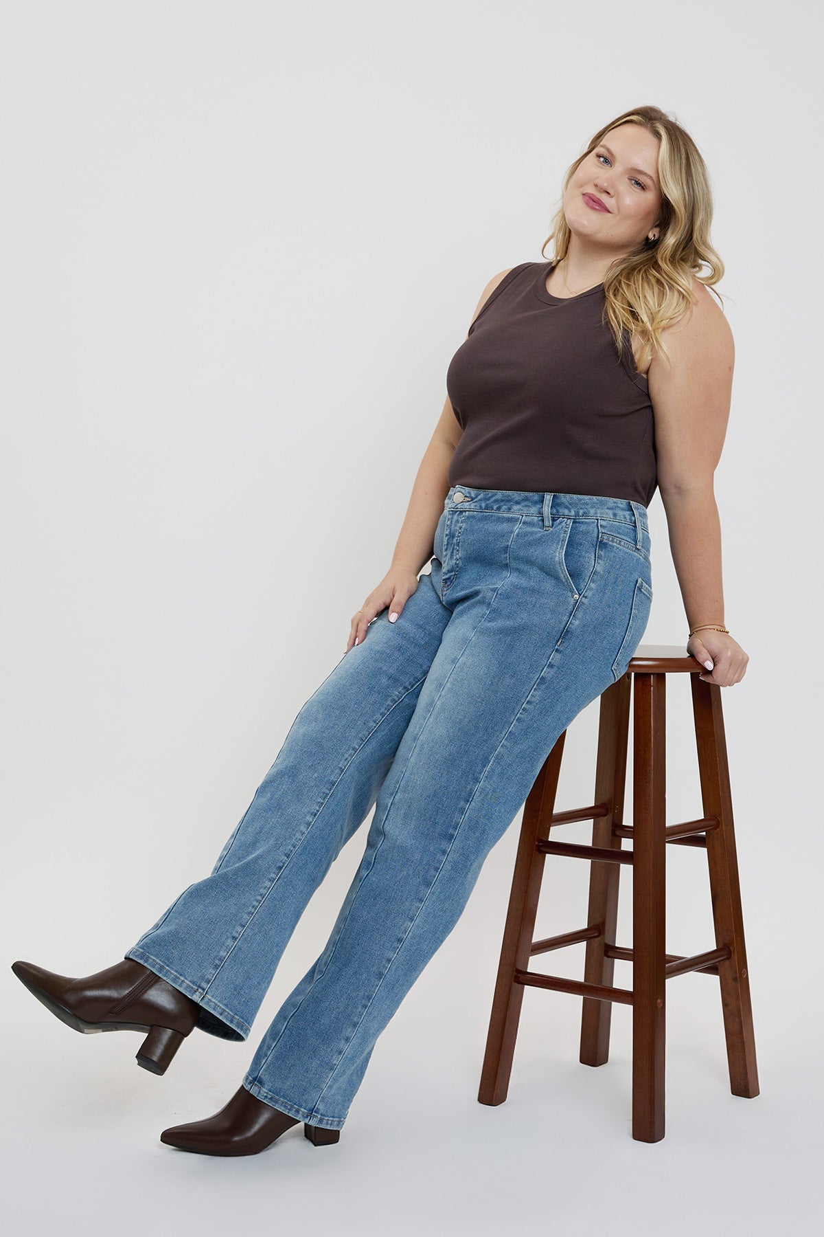 Women's Plus Front Seam Wide Leg Jeans