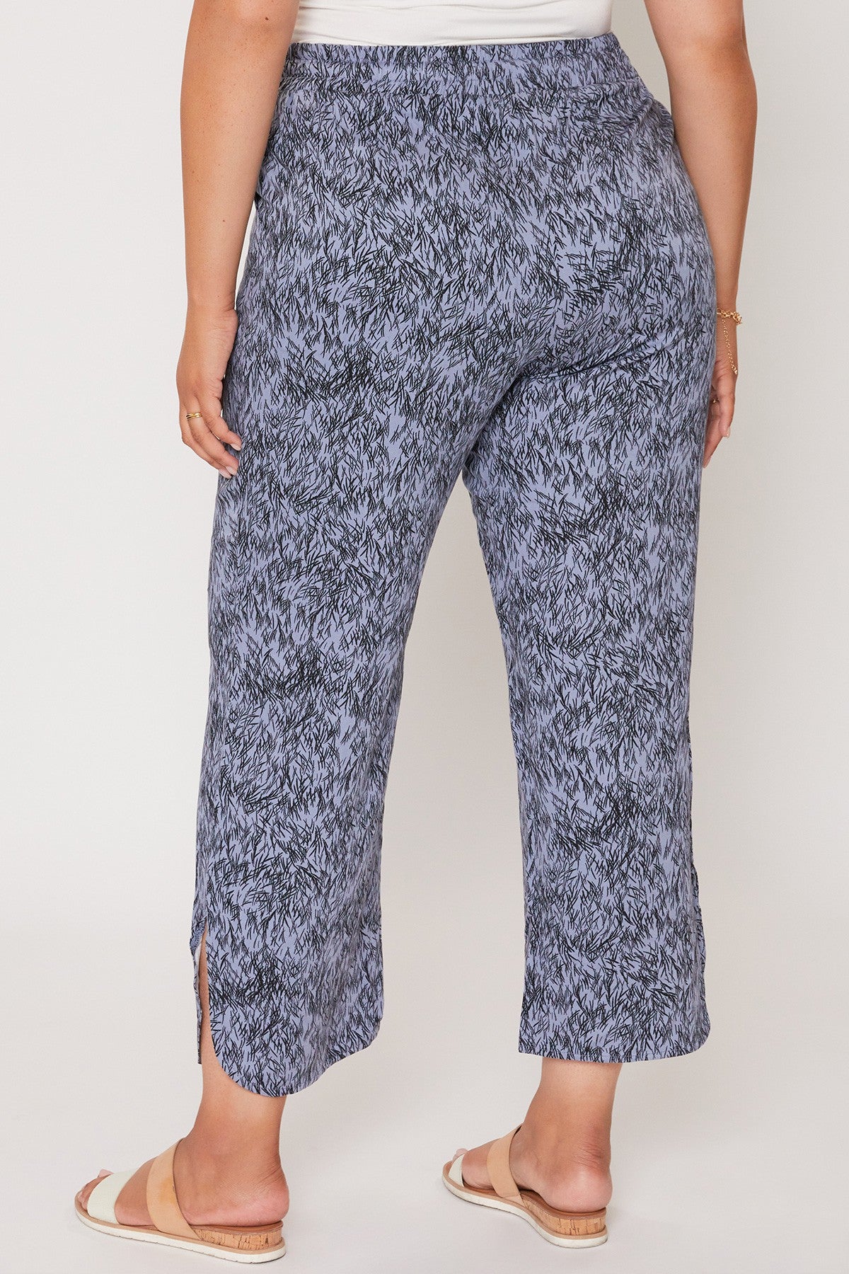 Women's Plus Elastic Waist Pant With Slit Hem