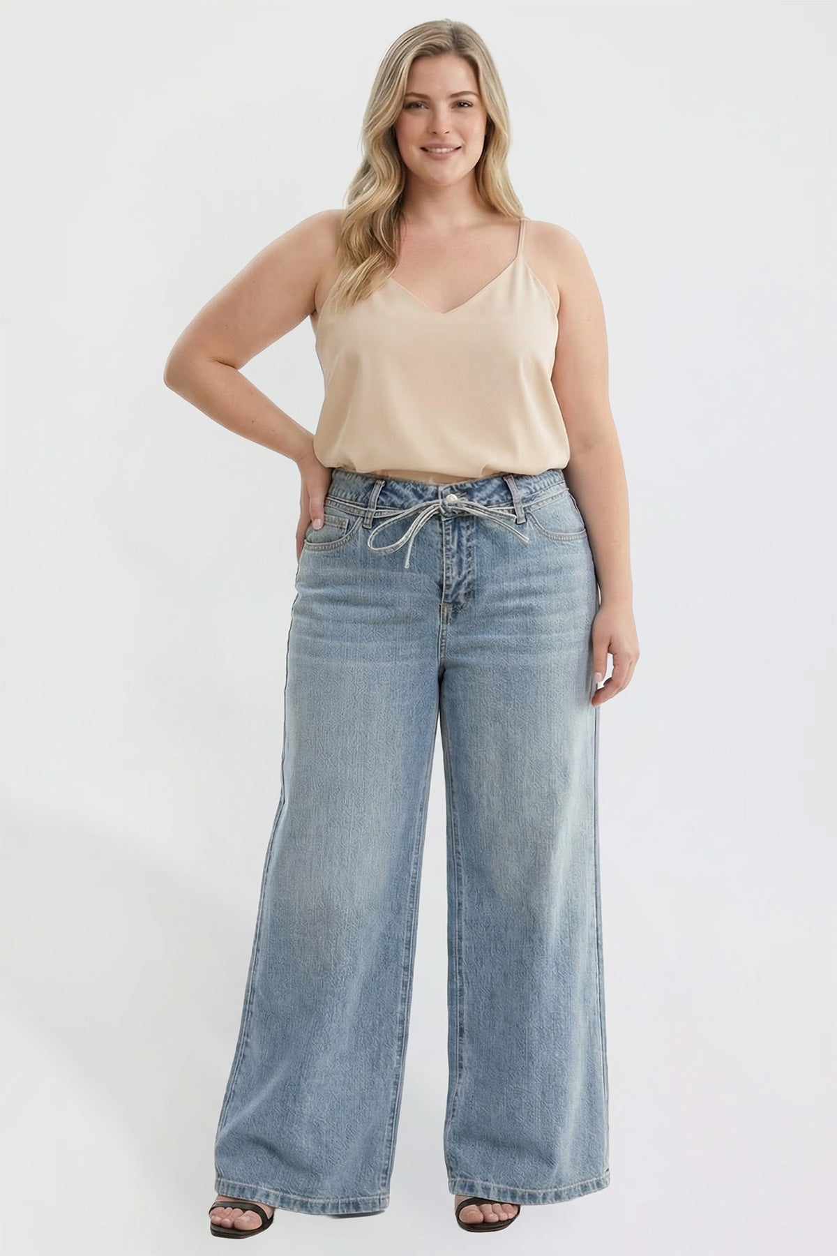 Women's Plus Luxe Wide Leg Tie Front Jeans