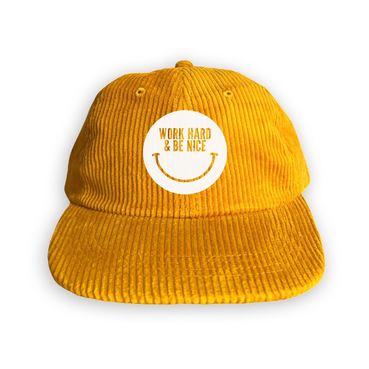 Work Hard & Be Nice Smile Corduroy Cap
