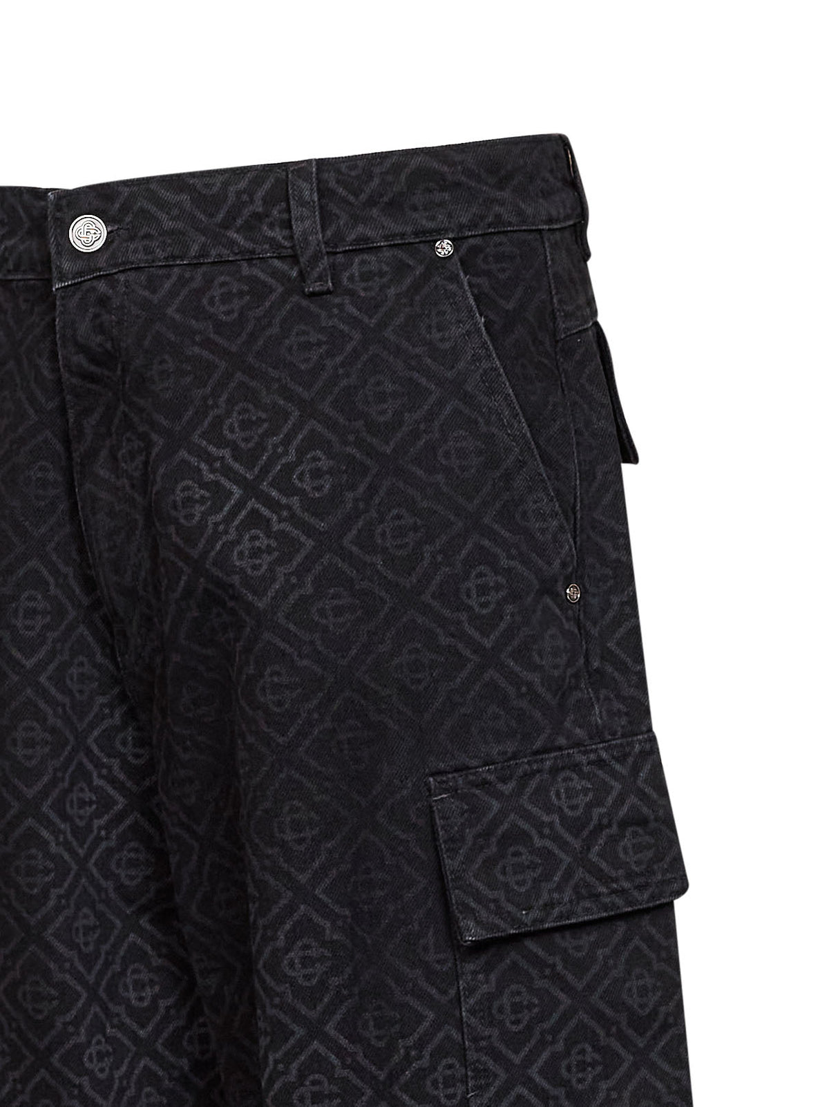 Cargo Jeans Monogram Black Cotton