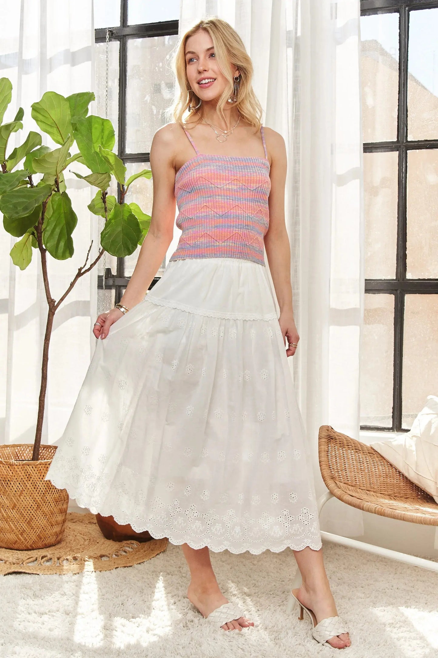 Cami - Zigzag Stripe Rib Knit - Sleeveless Top