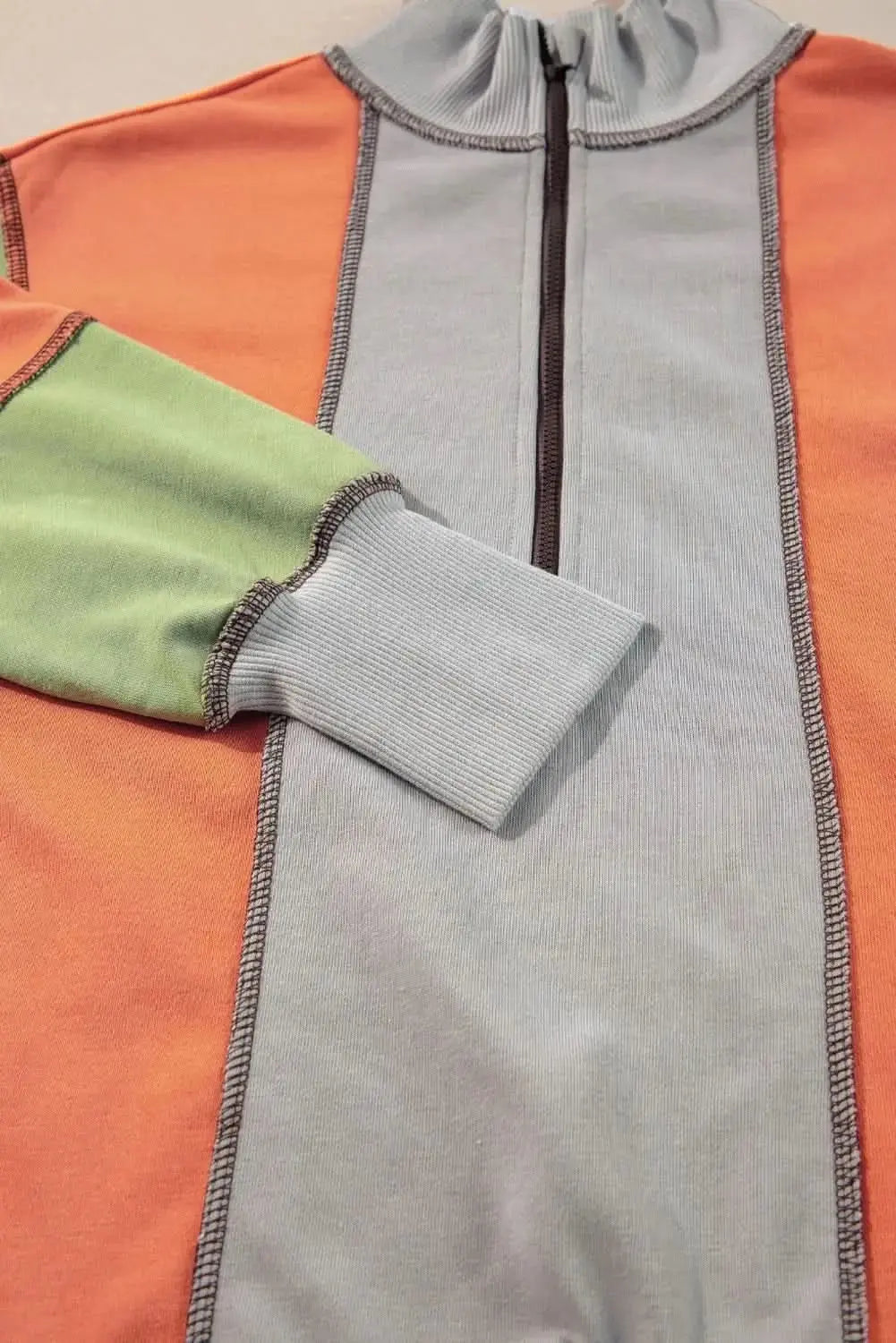 Sweatshirt - Color Block Exposed Seam - Women's Casual Long Sleeve