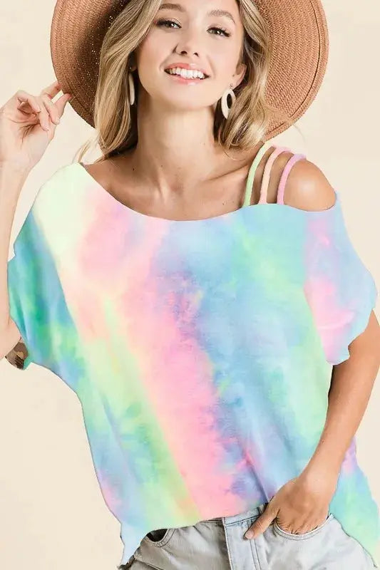 Women's Top - Tie Dye One Shoulder - Trendy Style