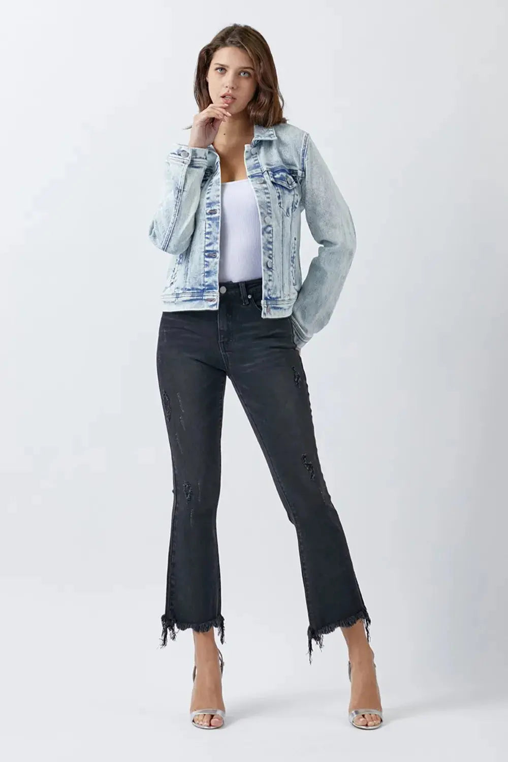 Women's Denim Jacket - Button Up Washed - Everyday Style