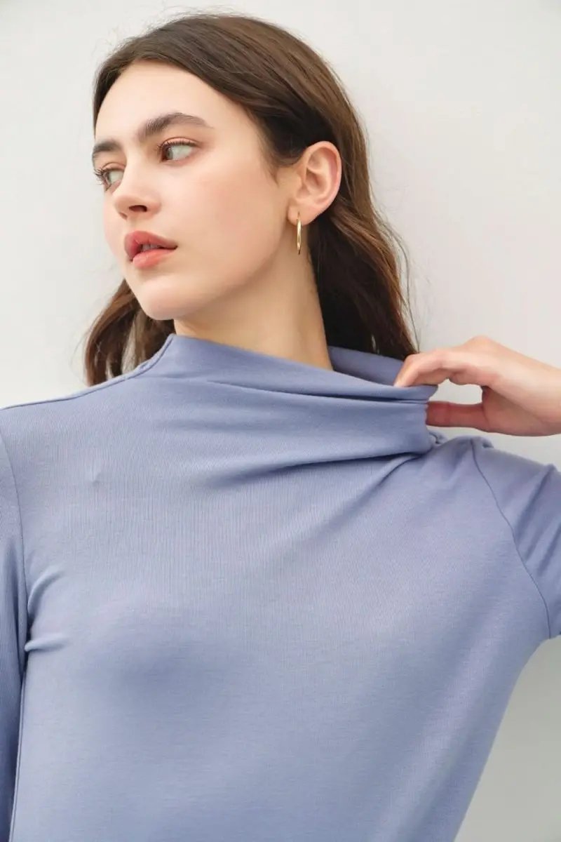 Trendsi Be Cool Mock Neck Long Sleeve T-Shirt modern