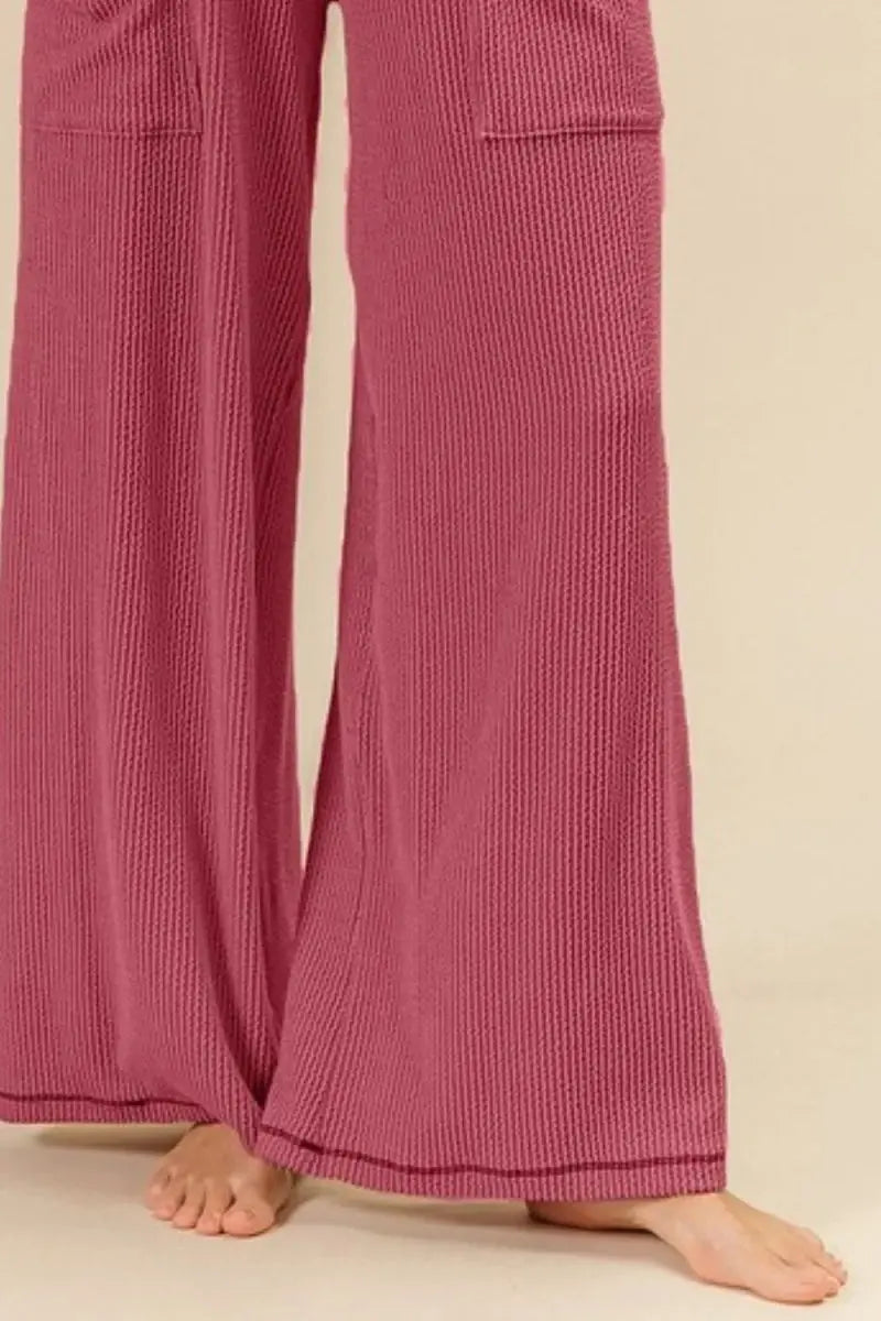 Trendsi 2Tone Cord Rib Pants Women's Casual Side Pocket Bottoms USA Ship