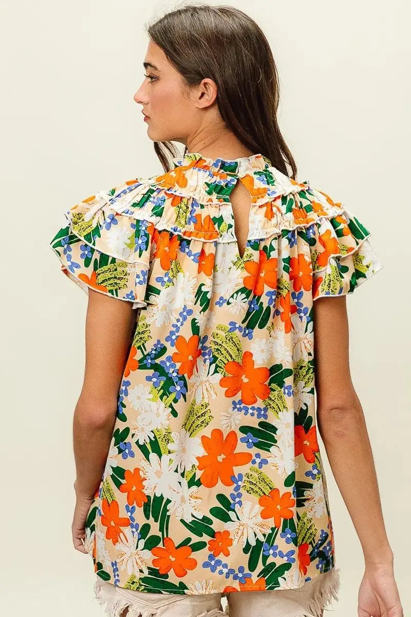 Trendsi Floral Print Top Women's Casual Woven Shirt - USA Shipped!