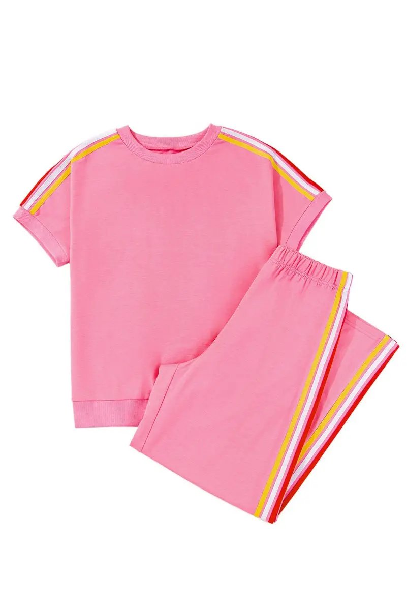 Love Salve Color Block Set Women's Daily Wear T-Shirt & Pants: Comfy & Casual