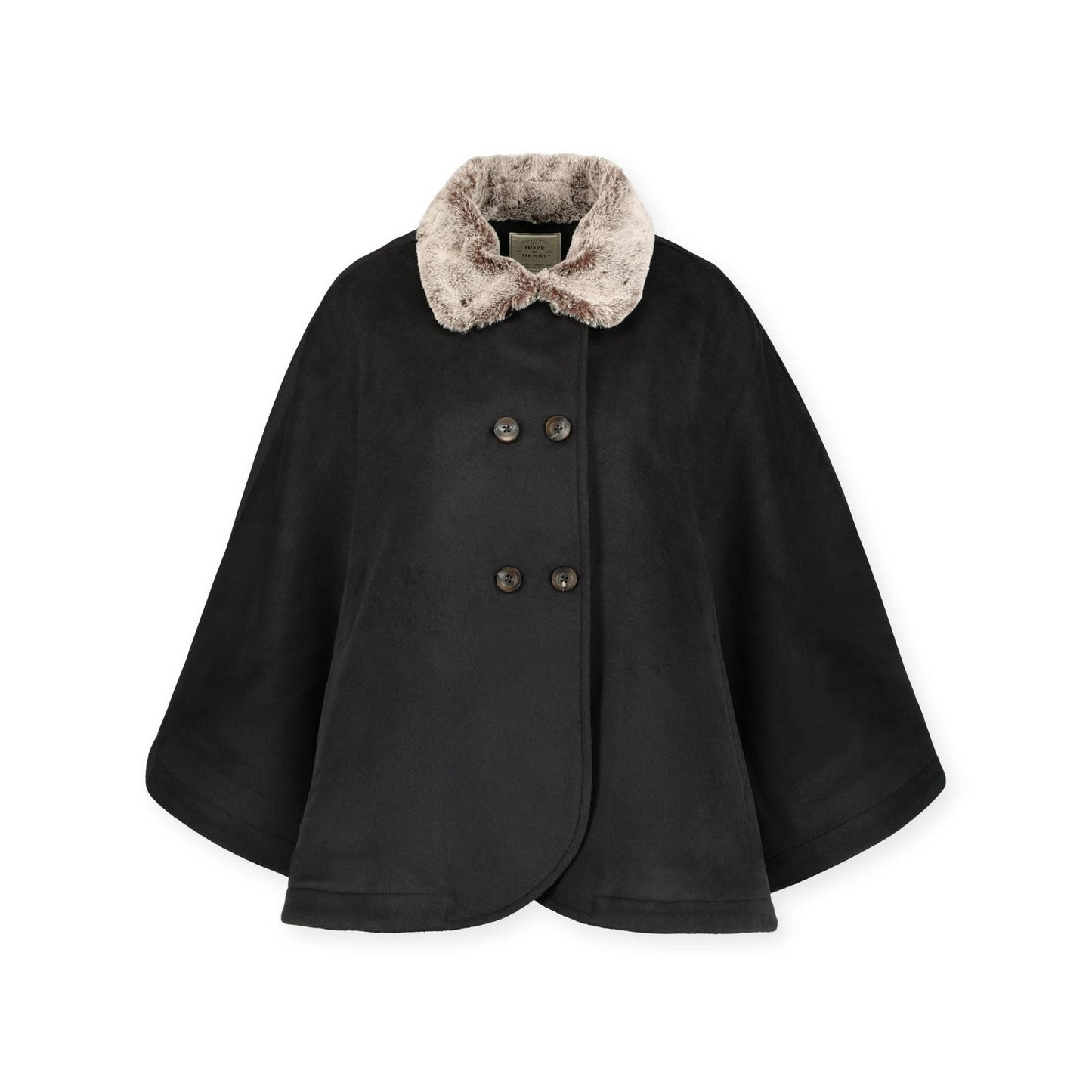 Button Front Cape with Faux Fur