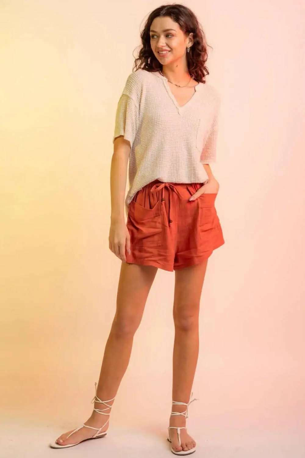 Trendsi just arrived - Chic waffle-knit half sleeve tee