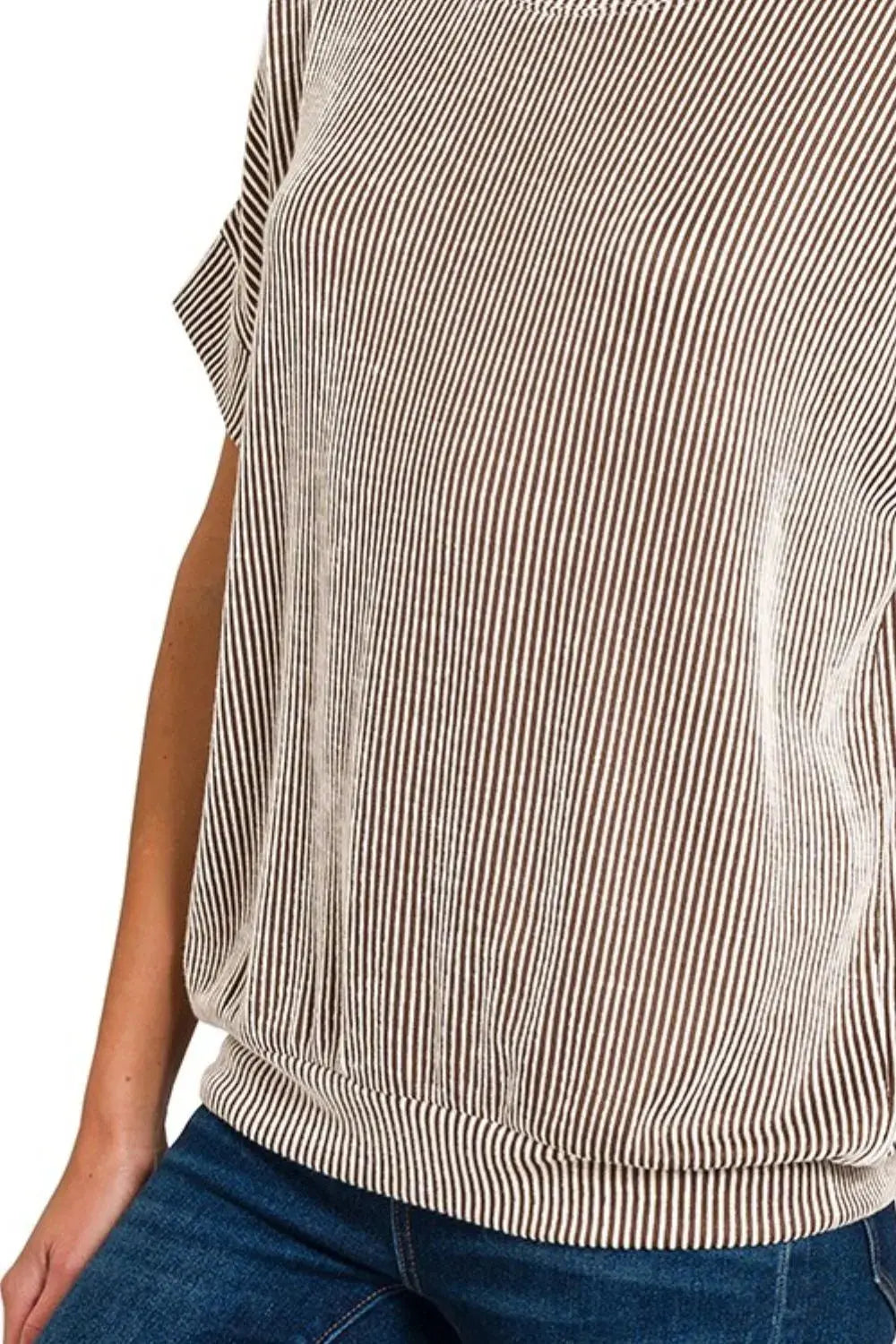 Ribbed Short Sleeve Tee - Women's Casual Top