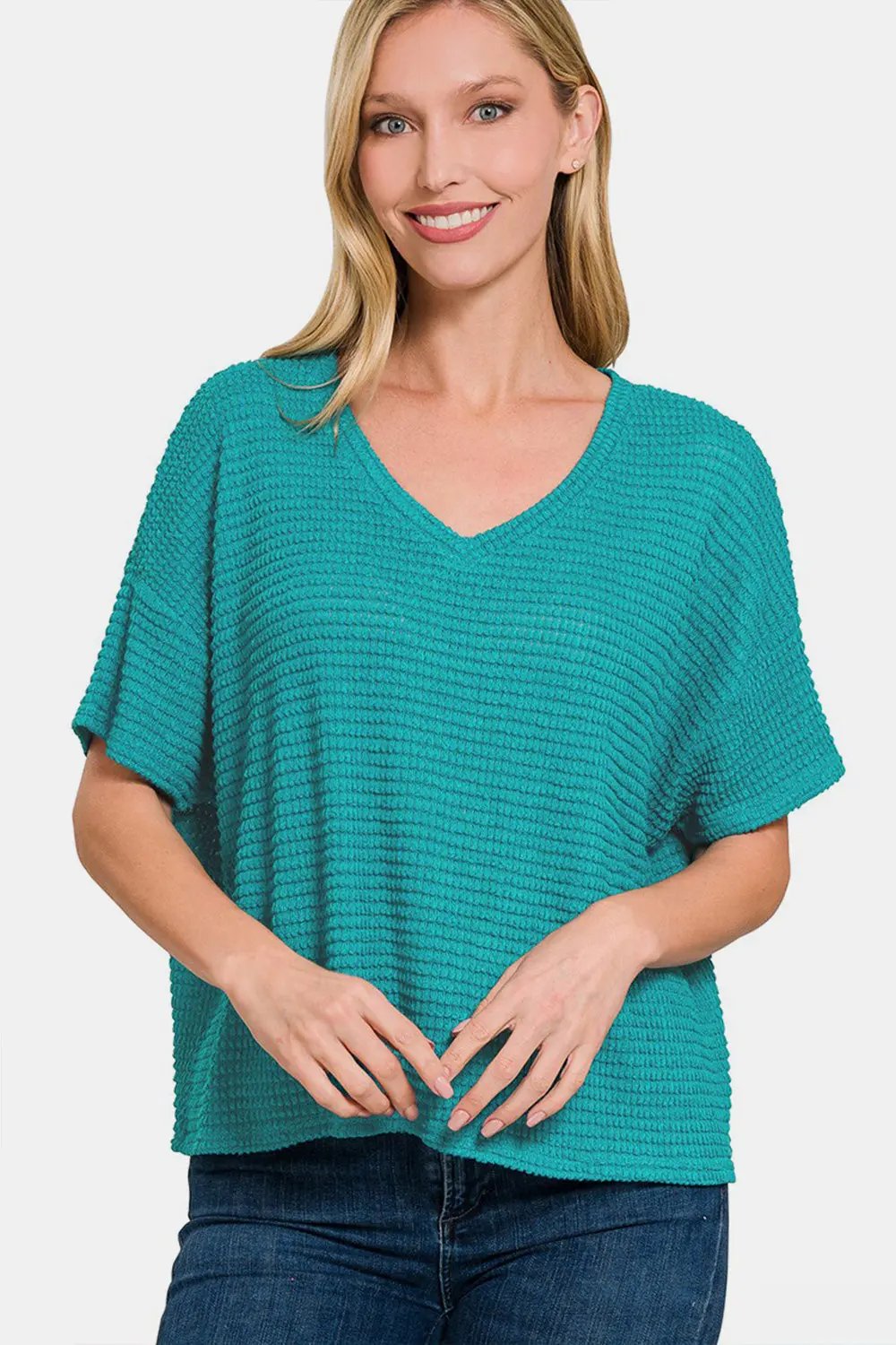 Top - Jacquard Knit Drop Shoulder - Relaxed Fit