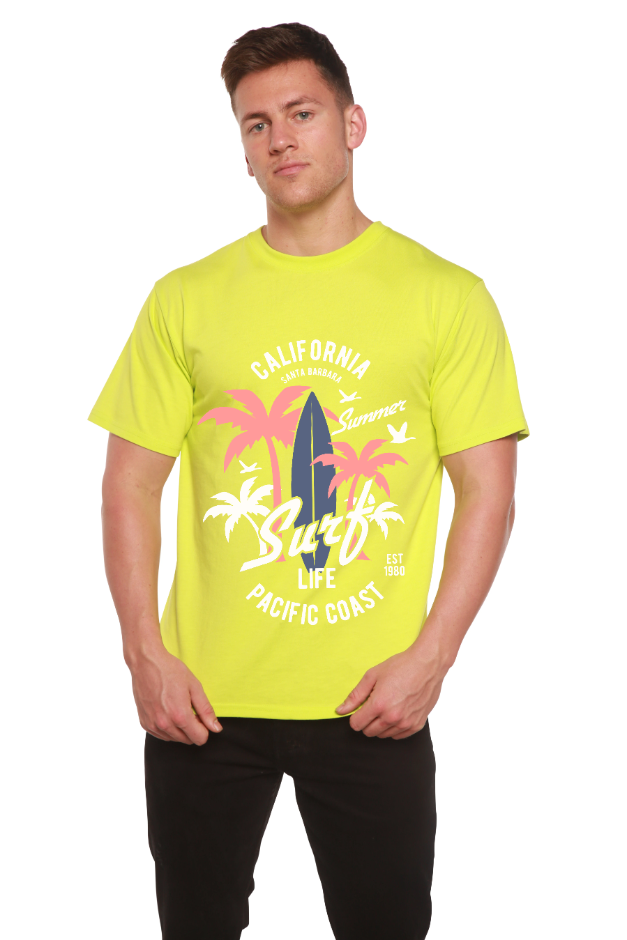 California Surf Men's Bamboo Viscose/Organic Cotton Short Sleeve Graphic T-Shirt