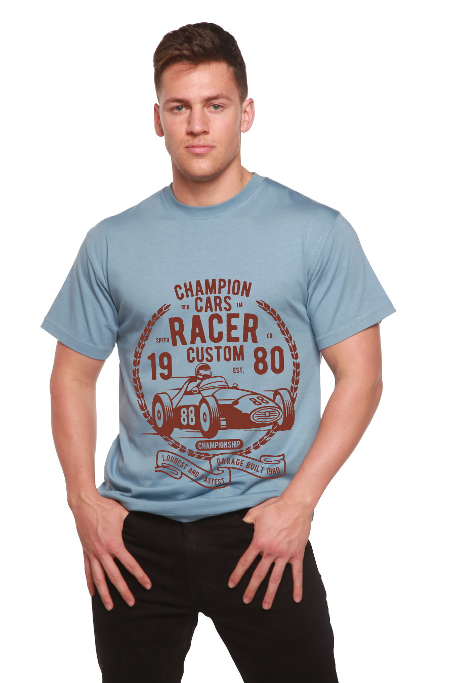 Champions Cars Men's Bamboo Viscose/Organic Cotton Short Sleeve Graphic T-Shirt
