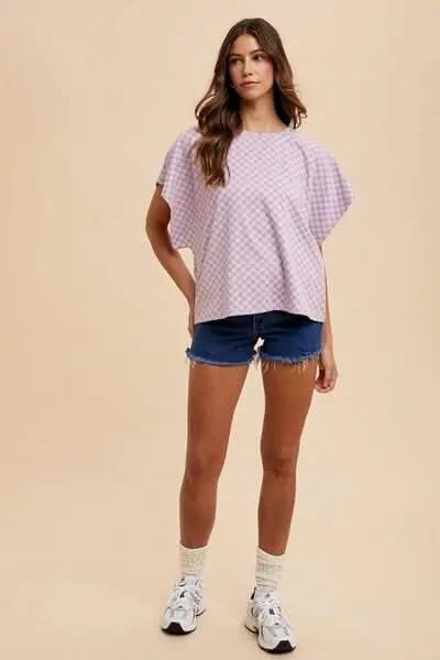 Trendsi Checkered Tee Women's Everyday Casual T-Shirt Soft & Comfy