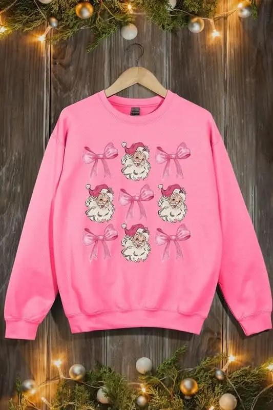 Color Bear Pink Christmas Graphic Women's Fleece Sweatshirt Comfy & Trendy