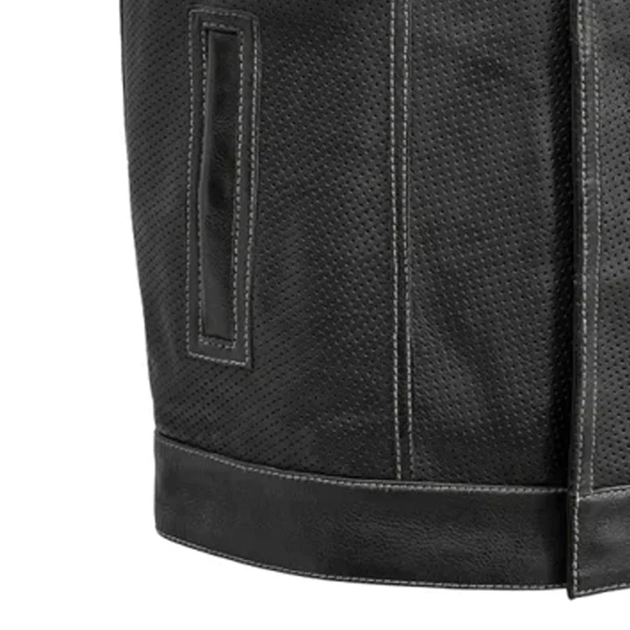 Downside Perforated Men's Motorcycle Leather Vest