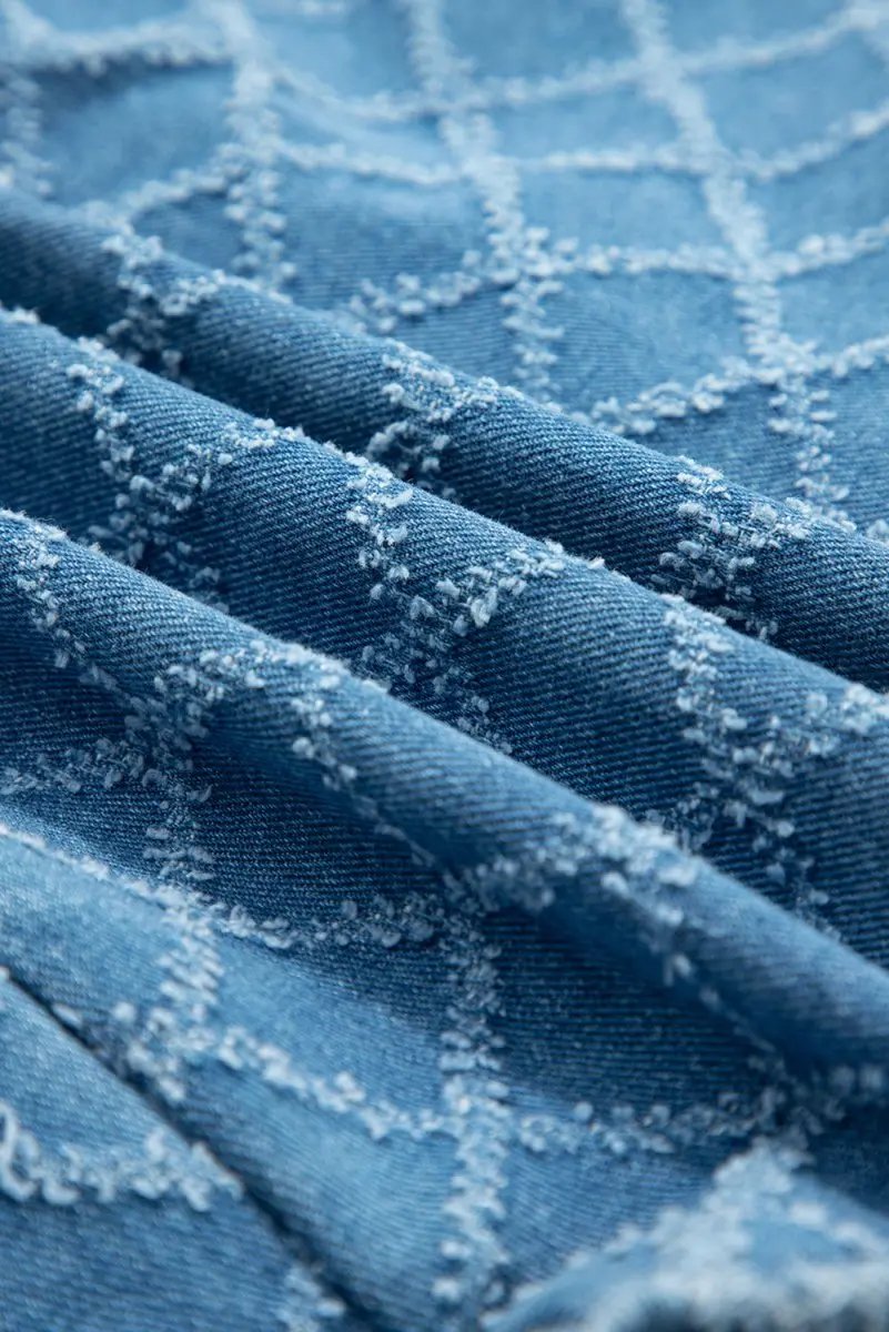 Love Salve Blue Checkered Denim Daily Wear Shirt Women's Casual Short Sleeve Top