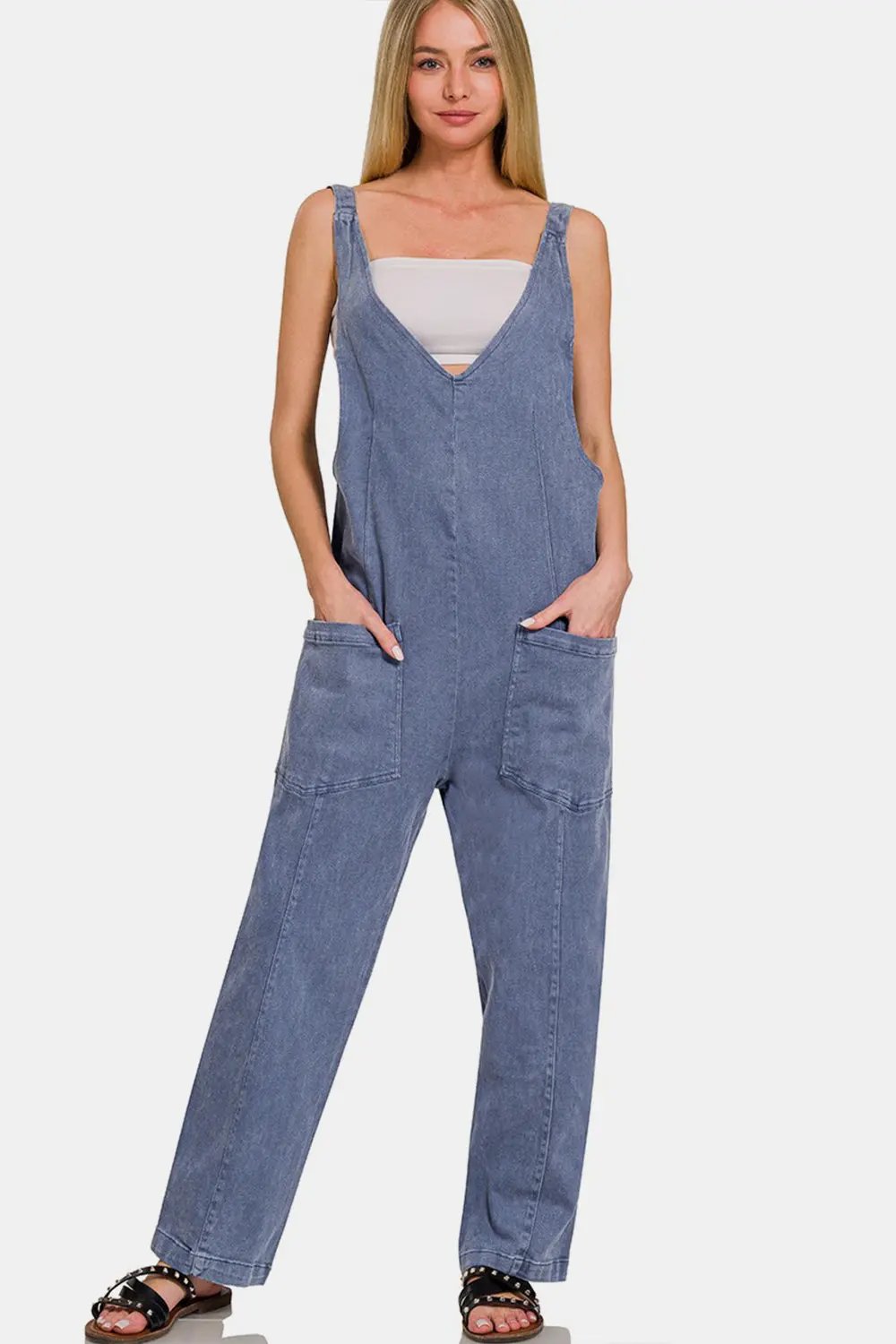 Wide Strap Jumpsuit - Pockets - Everyday Chic Romper