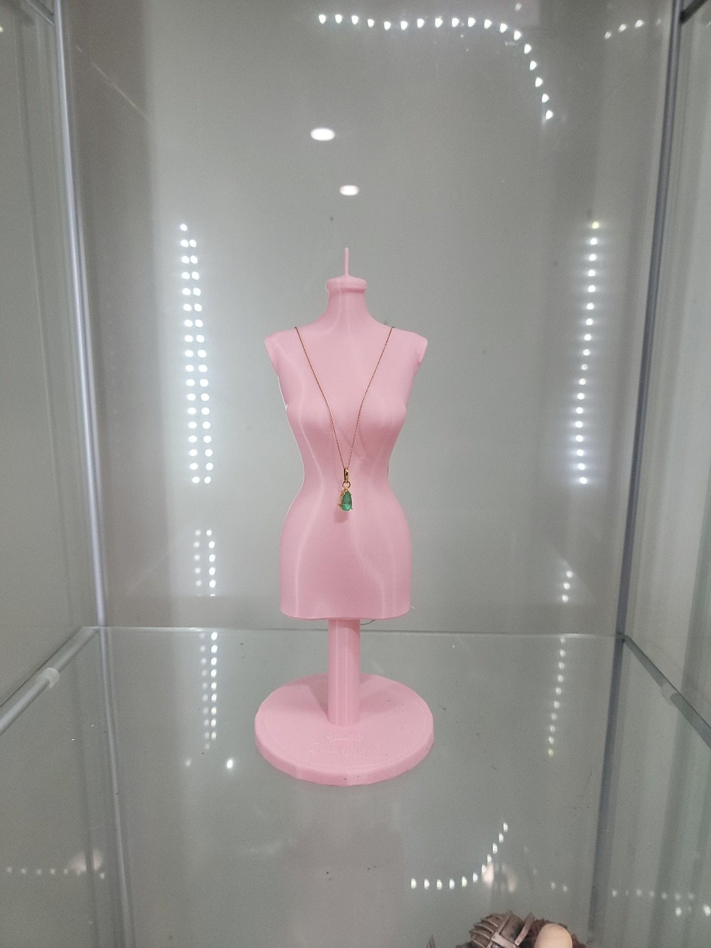 Elegant Pink Mannequin Jewelry Stand - Perfect for Displaying Necklaces & Accessories