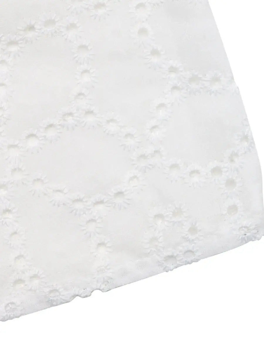 Women's Blouse - Eyelet Off-Shoulder Cutout - Cute Top