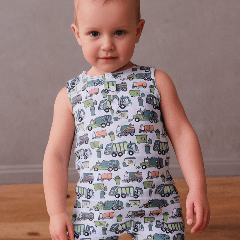 Garbage Trucks Recycle Tank Romper