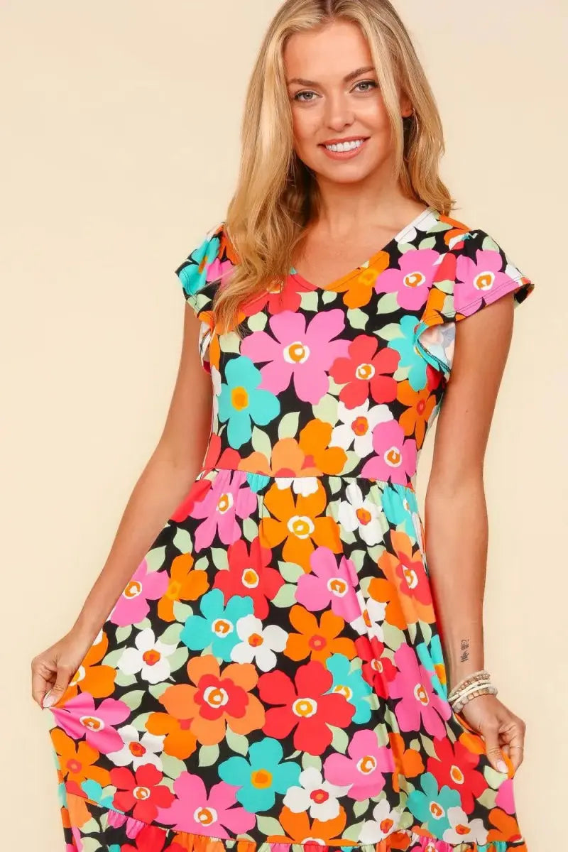 Trendsi Floral Midi Dress Women's Casual Summer Dress w/ Pockets Ship USA