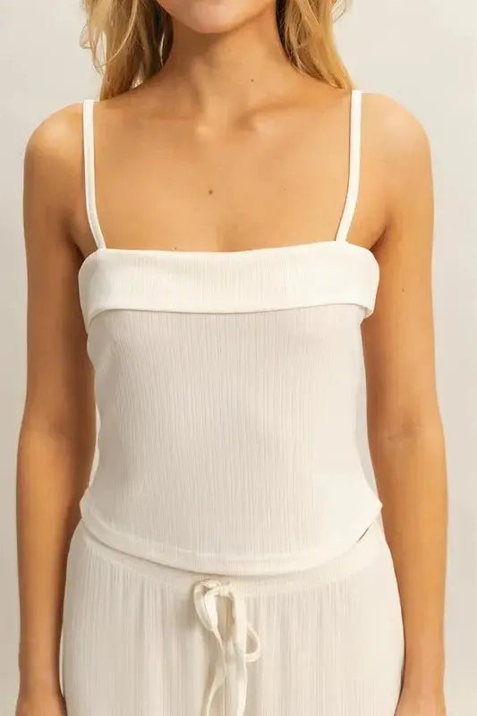 Loungewear Set - Rib Knit - Cami Top & Pants Two Piece