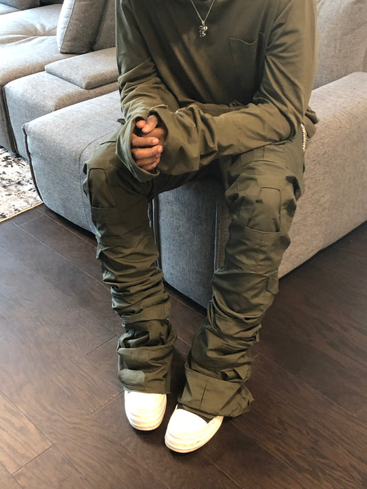 Handmade Olive Tactical Stacked Cargo