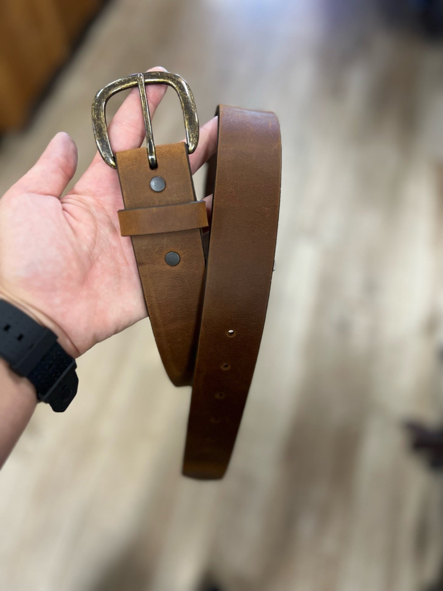 Aged Bark Work Belt | Justin Mens