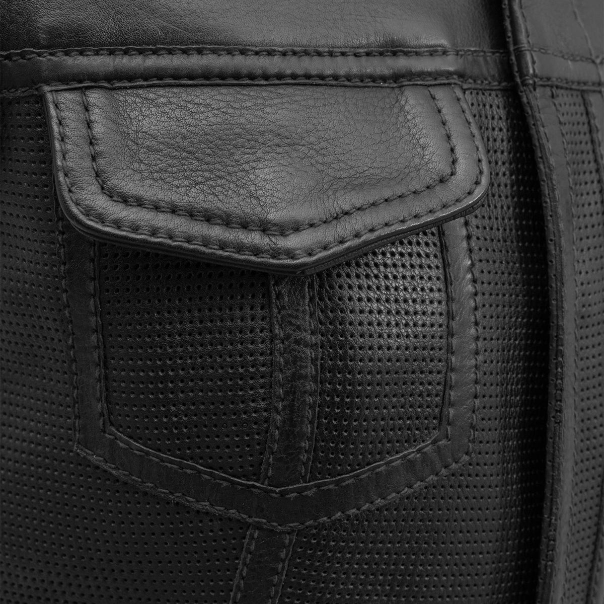 Jessica Perforated Women's Motorcycle Leather Vest Red and Grey