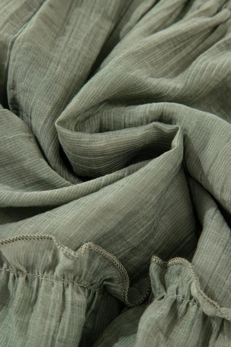 Love Salve Green Ruffle Shorts Women's Casual Summer Bottoms: Textured, Tie-Waist